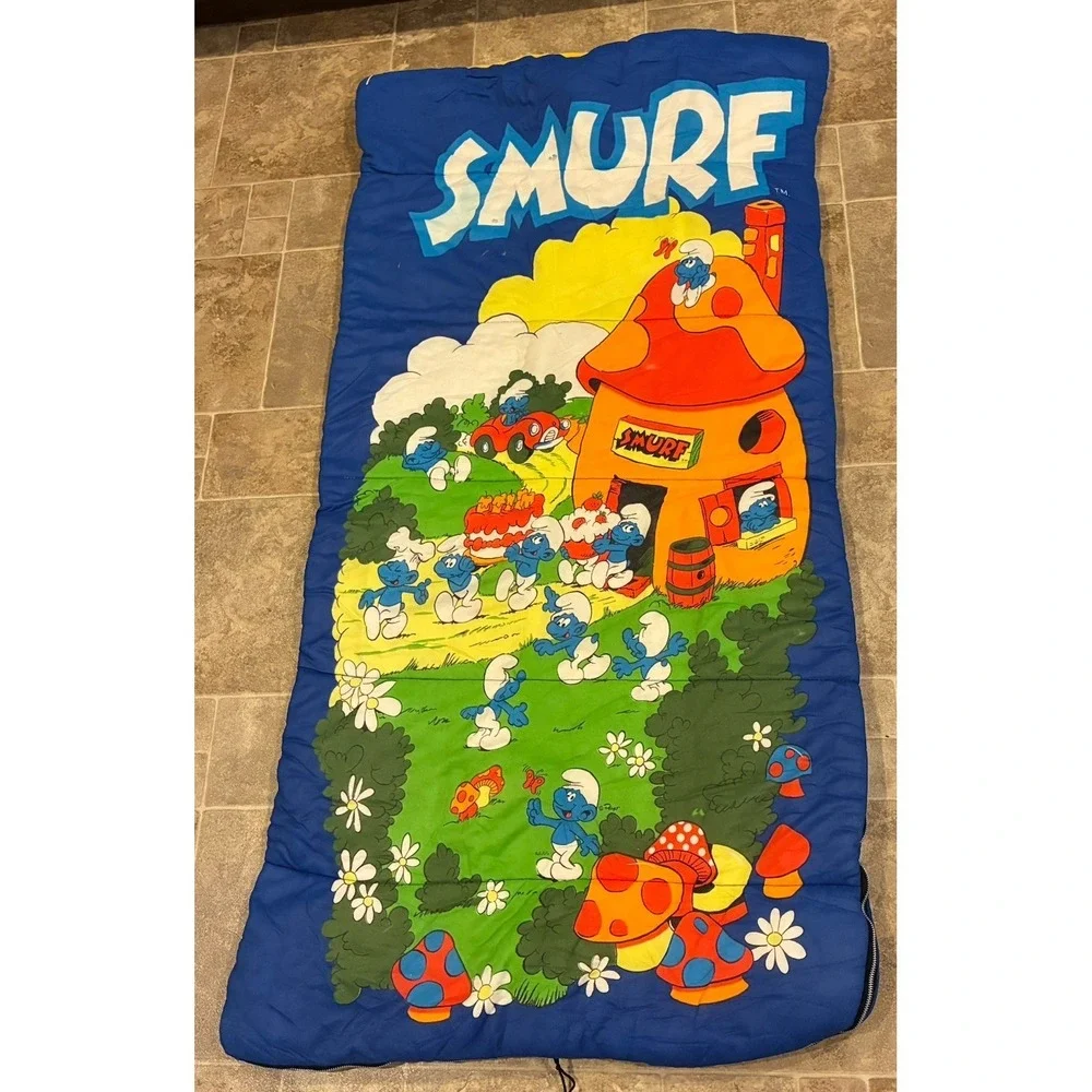 Vintage SMURF Sleeping/Slumber Bag Birthday Party 1980s